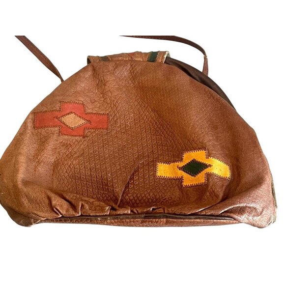 vtg Retro 80's Sereta Multicolor Stitched Patchwork Leather Crossbody Bag - Picture 4 of 8